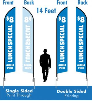 14ft tall custom printed feather flag starting at $179 free deliver